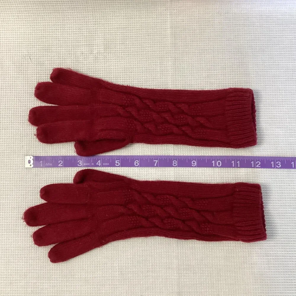 Vintage Ladies Berry Cable Knit Long Gloves MEDIUM